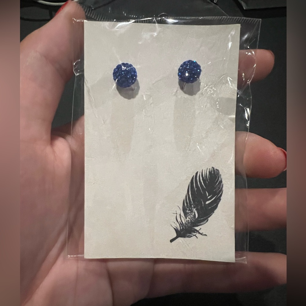 Sterling Silver Blue Ball Earrings New in package